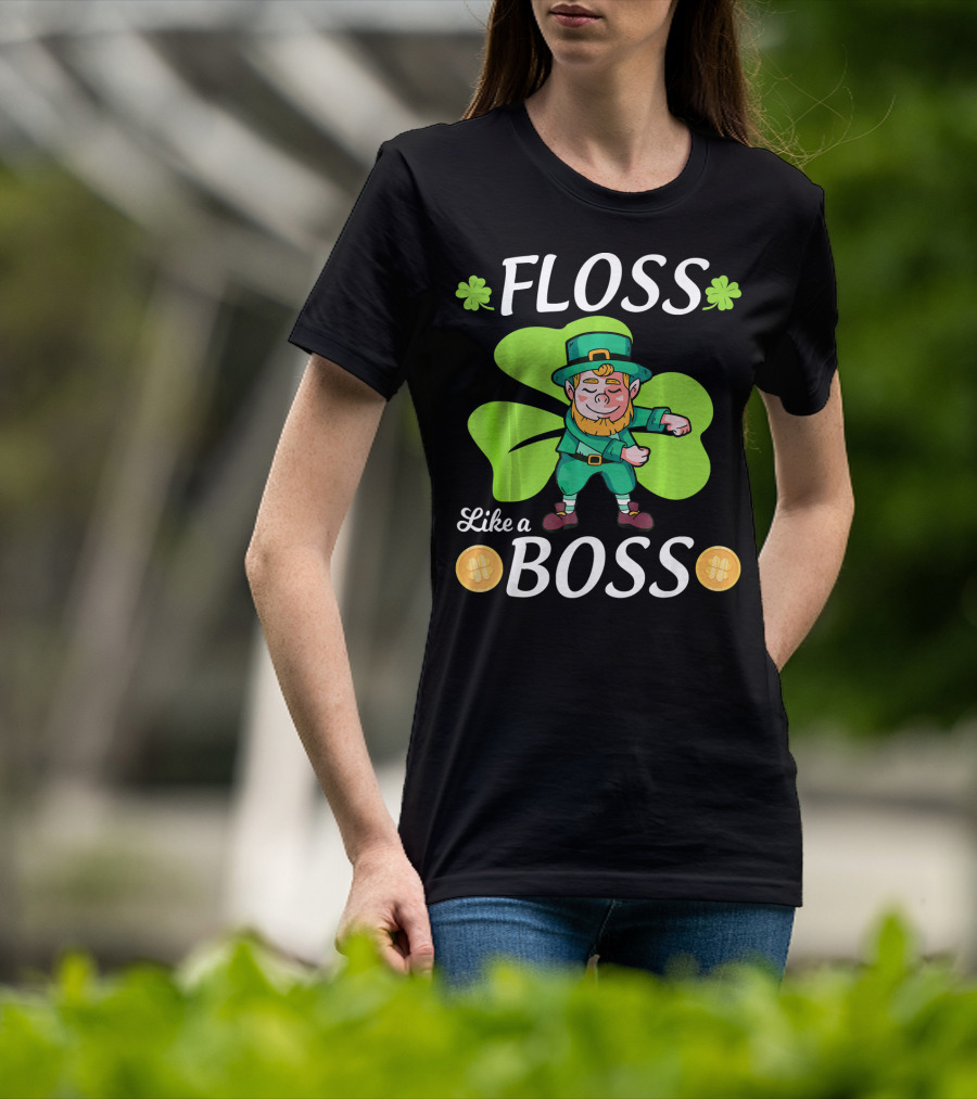 Floss Like A Boss Leprechaun Shamrock Coins T-Shirt