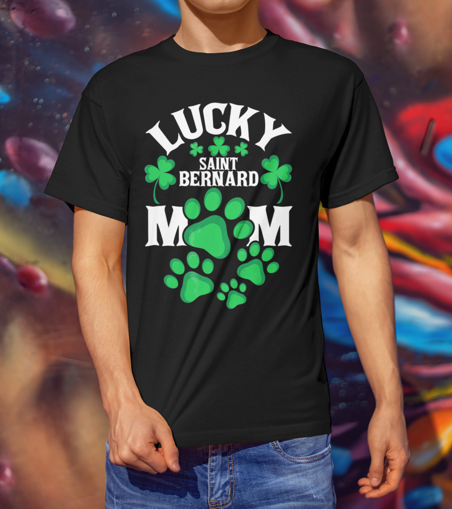 Lucky Saint Bernard Mom St. Patrick's Day T-Shirt