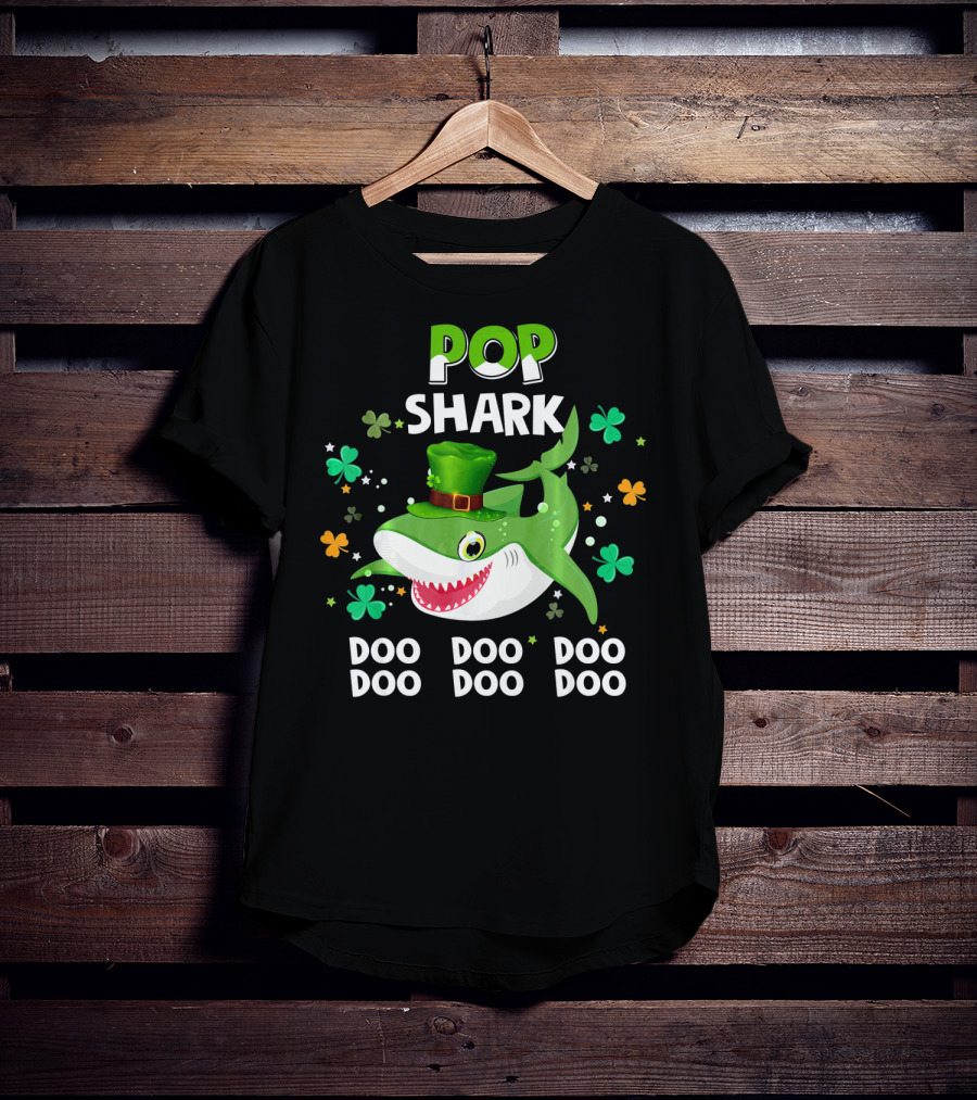 POP SHARK St. Patrick Day Doo Doo Doo Shamrock T-Shirt