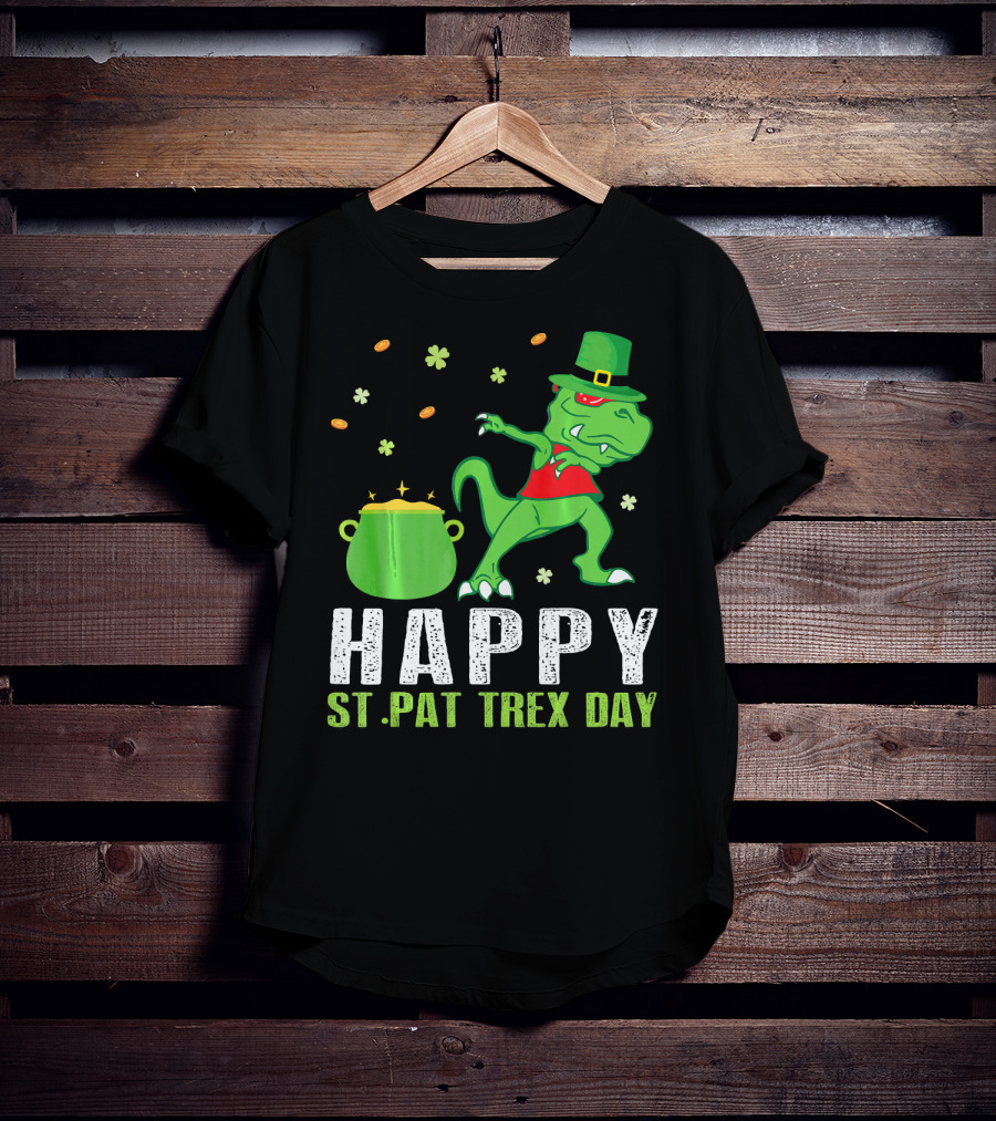 Hap St. Pat T-Rex Day Dinosaur Leprechaun Dab Spot Of Gold T-Shirt