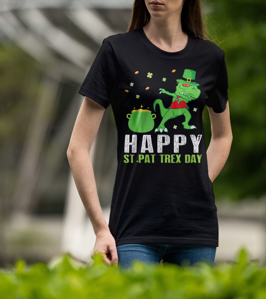 Hap St. Pat T-Rex Day Dinosaur Leprechaun Dab Spot Of Gold T-Shirt