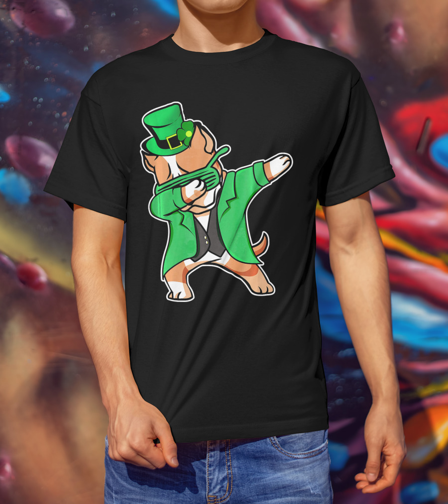 Dabbing Pitbull Leprechaun St. Patrick's Day T-Shirt