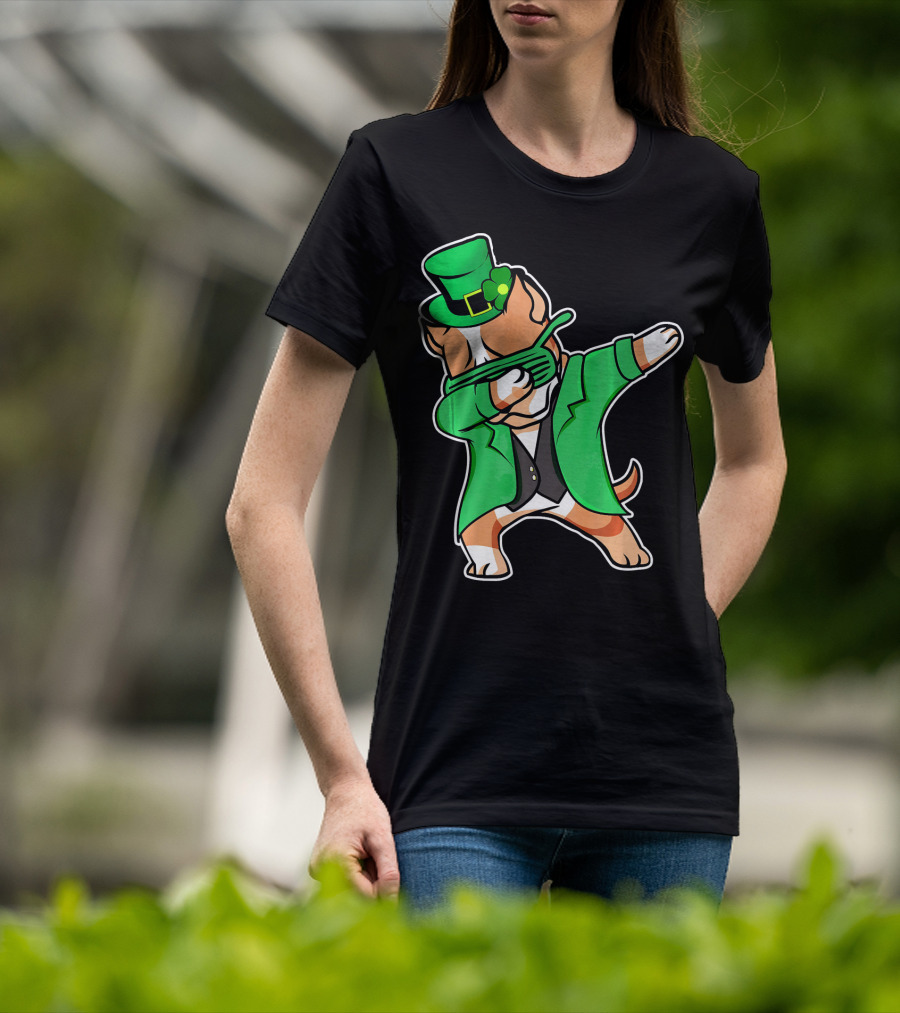Dabbing Pitbull Leprechaun St. Patrick's Day T-Shirt