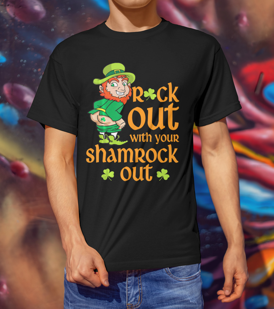 St Patricks Day Rock Out With Your Shamrock Out T-Shirt