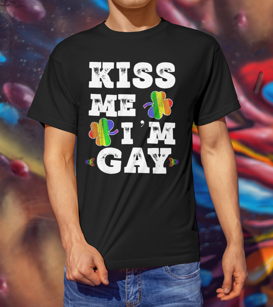 Kiss Me I'm Gay Rainbow Shamrock St. Patrick's Day T-Shirt