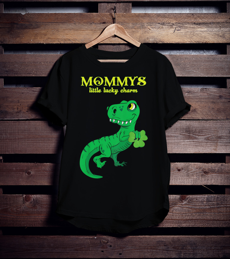 Mommy's Little Lucky Charm Dinosaur Kids St Patrick's Day T-Shirt