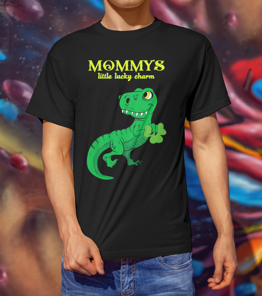 Mommy's Little Lucky Charm Dinosaur Kids St Patrick's Day T-Shirt