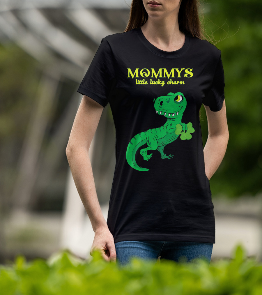 Mommy's Little Lucky Charm Dinosaur Kids St Patrick's Day T-Shirt