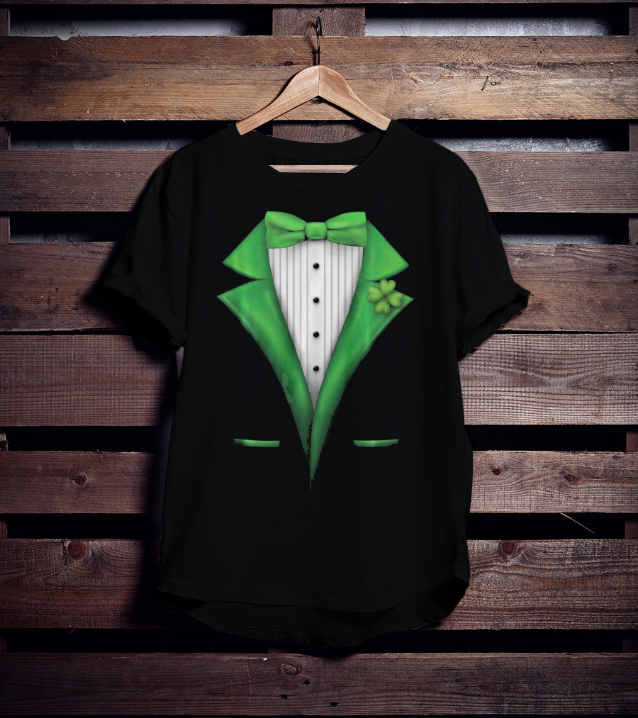 St. Patricks Day Clover Green Tuxedo Bow Tie Classic T-Shirt