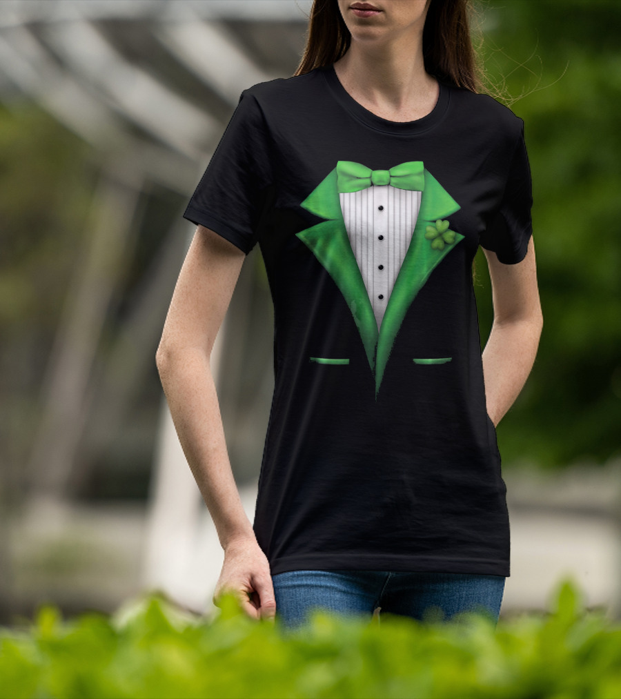St. Patricks Day Clover Green Tuxedo Bow Tie Classic T-Shirt
