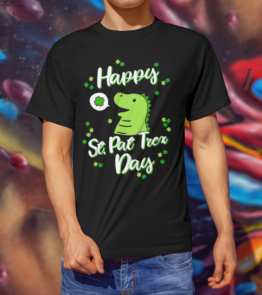 Happy St. Pat Trex Day With Dinosaur And Shamrocks T-Shirt