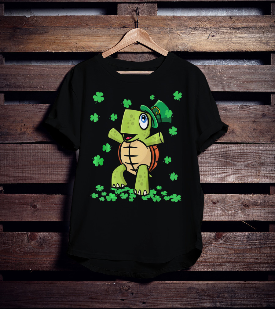 St Patricks Day Irish American Turtle Leprechaun Shamrock T-Shirt