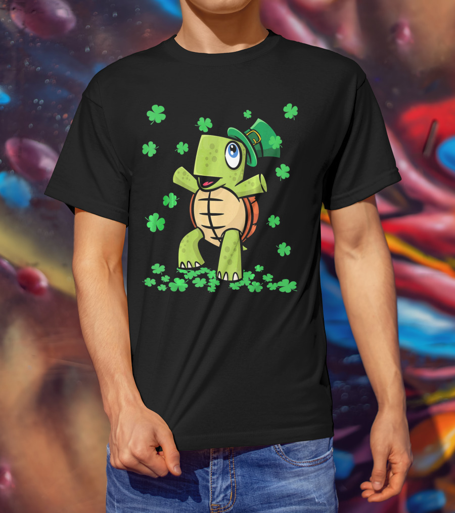 St Patricks Day Irish American Turtle Leprechaun Shamrock T-Shirt