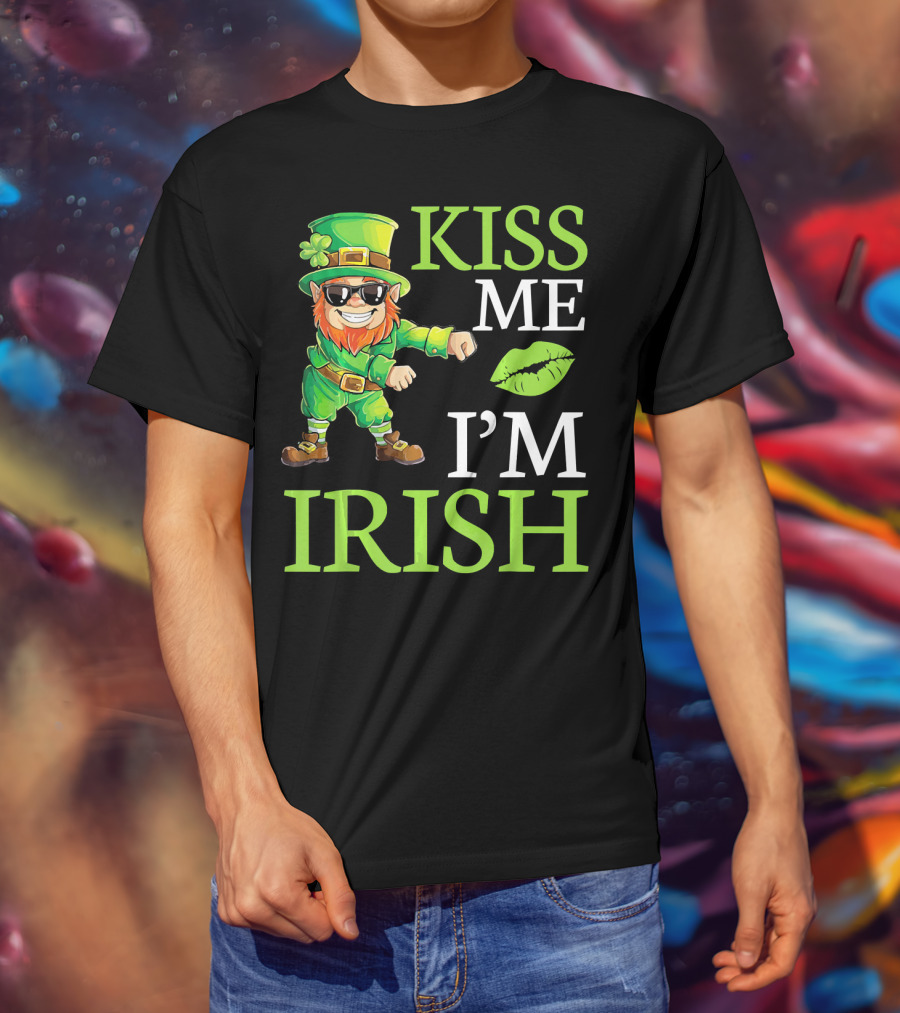 Kiss Me I'm Irish Cool Leprechaun Flossing T-Shirt