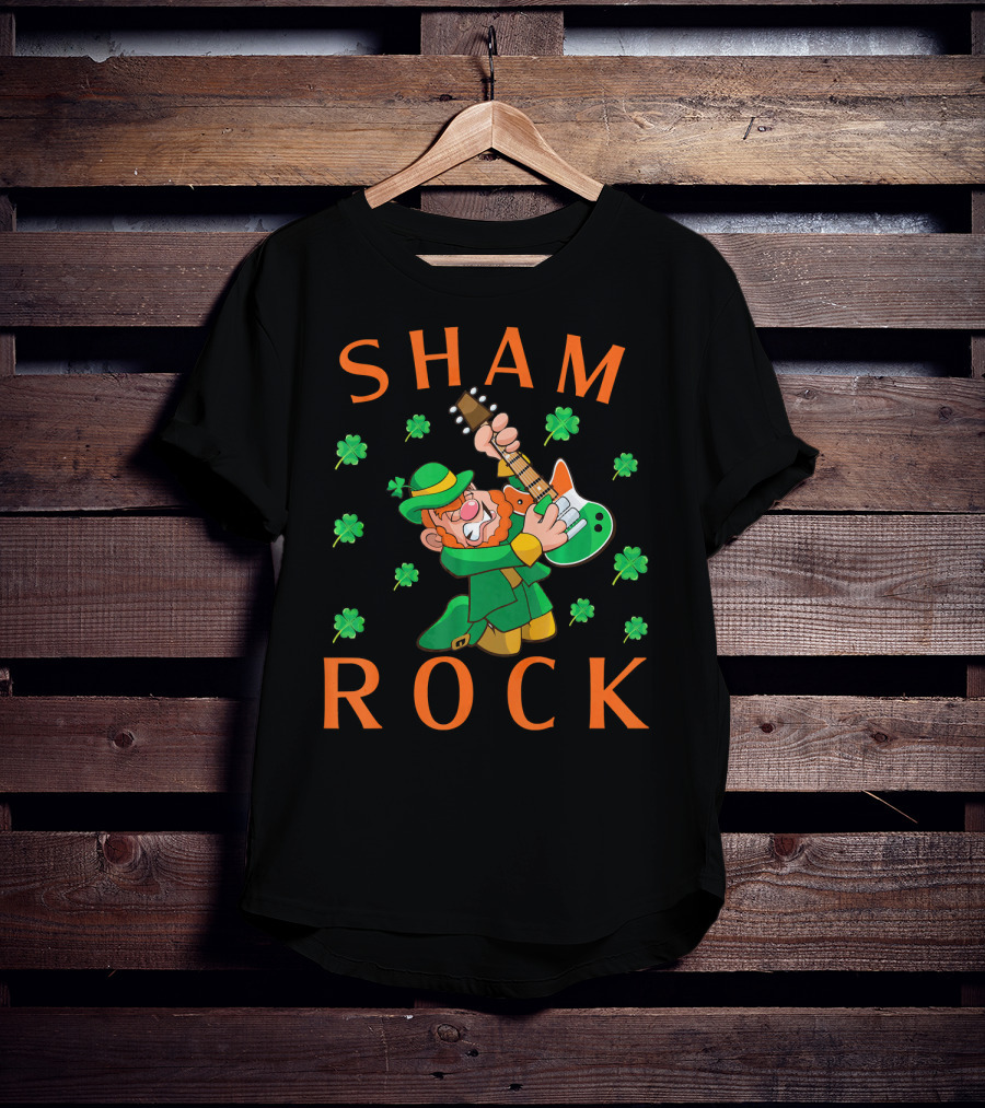 SHAMROCK Leprechaun Playing Guitar With Shamrocks T-Shirt