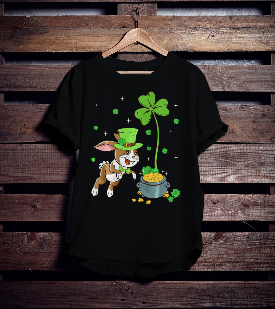 Shamrock Leprechaun Hare Lucky Clover Treasure T-Shirt