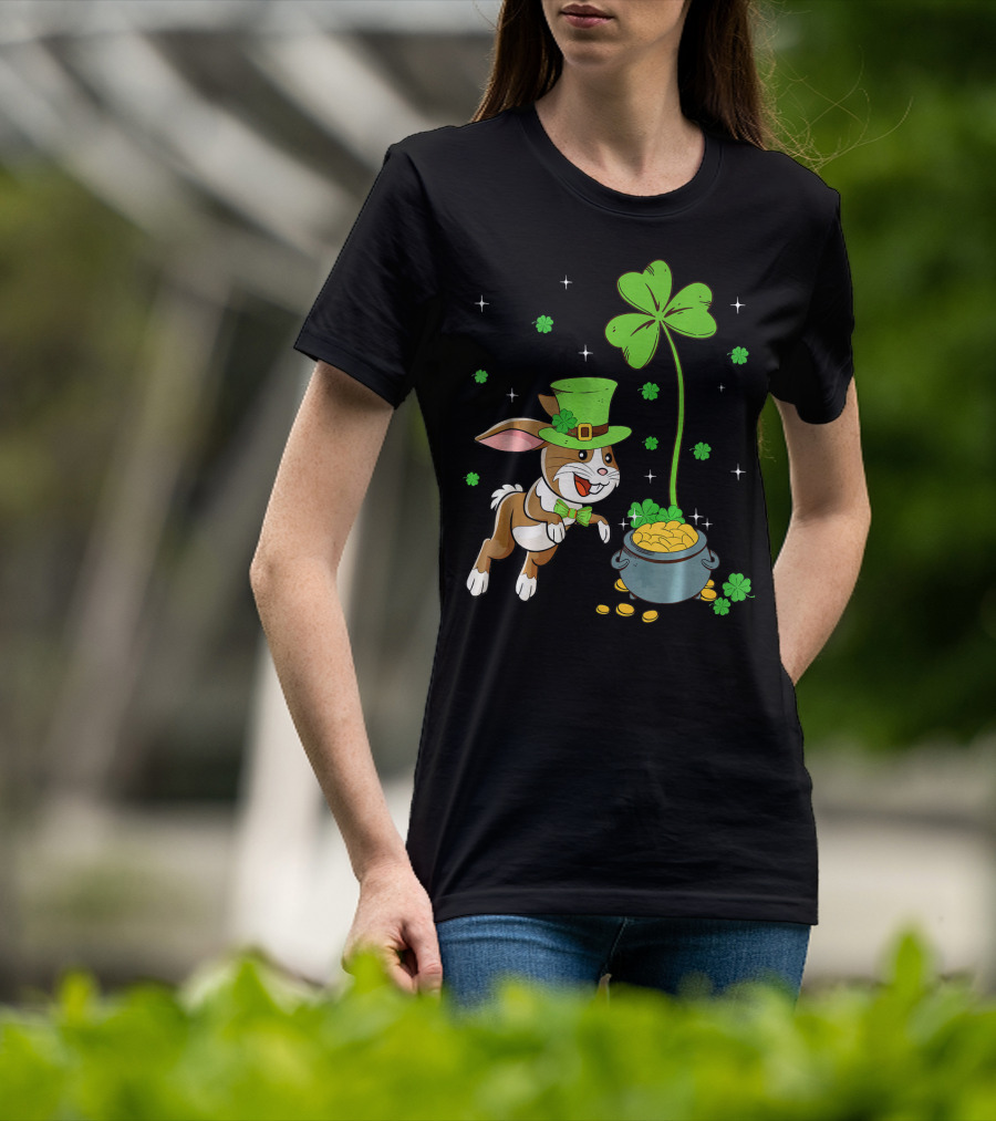Shamrock Leprechaun Hare Lucky Clover Treasure T-Shirt