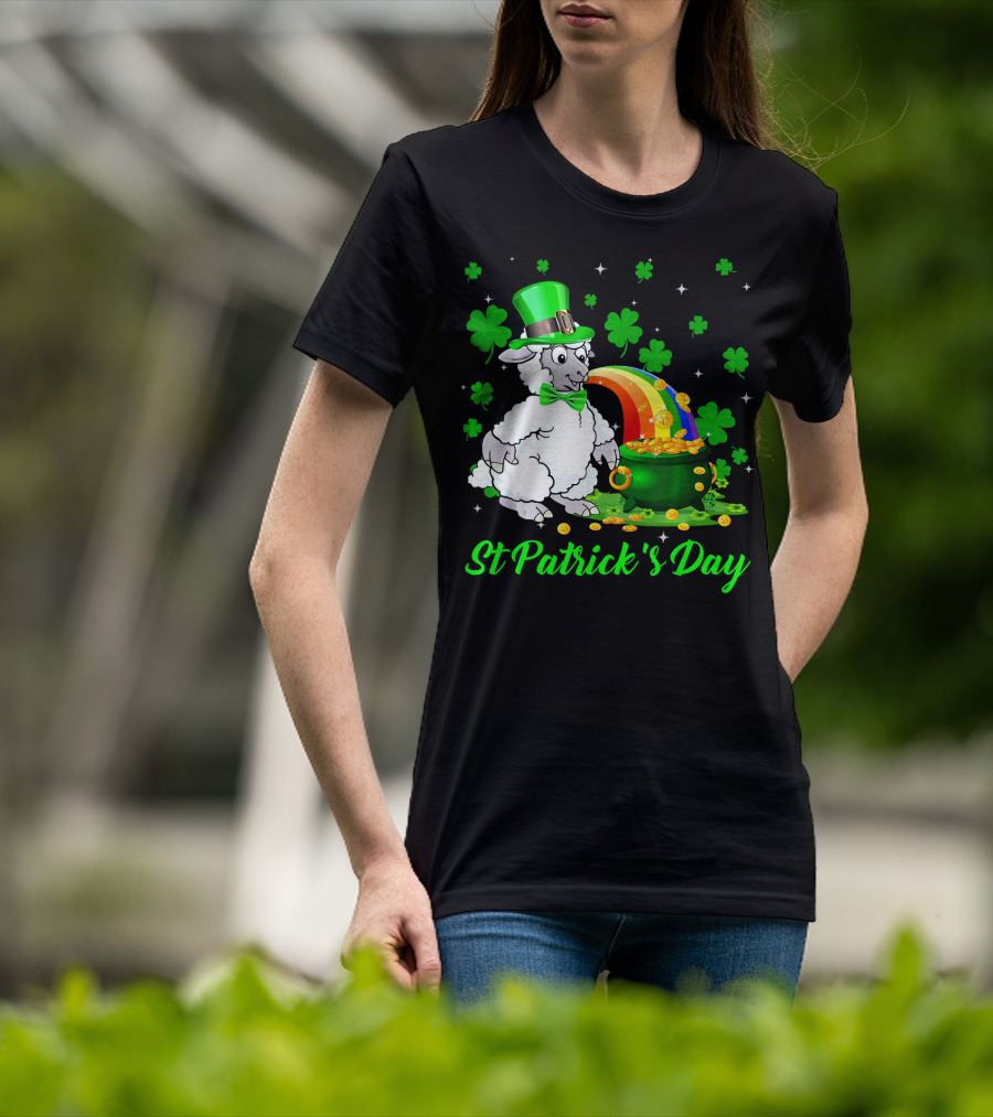St Patrick's Day Leprechaun Sheep Shamrock Rainbow Pot Of Gold T-Shirt