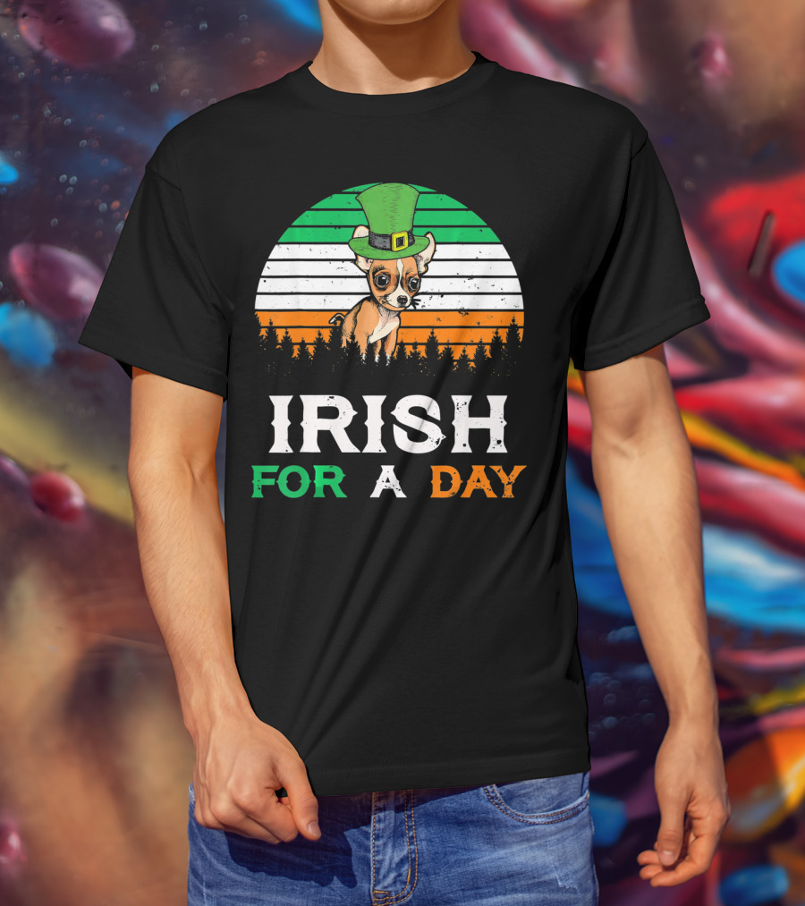 Irish For A Day Retro Vintage Chihuahua St. Patrick's Hat T-Shirt