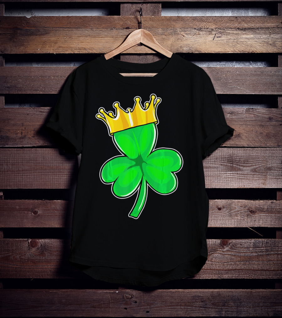 Four Leaf Clover King With Crown Of Luck T-Shirt