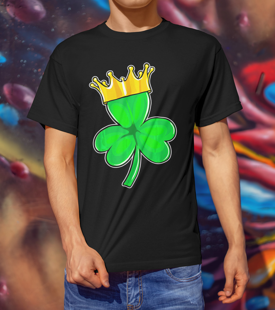 Four Leaf Clover King With Crown Of Luck T-Shirt