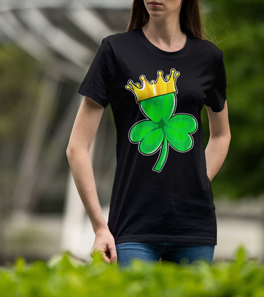 Four Leaf Clover King With Crown Of Luck T-Shirt