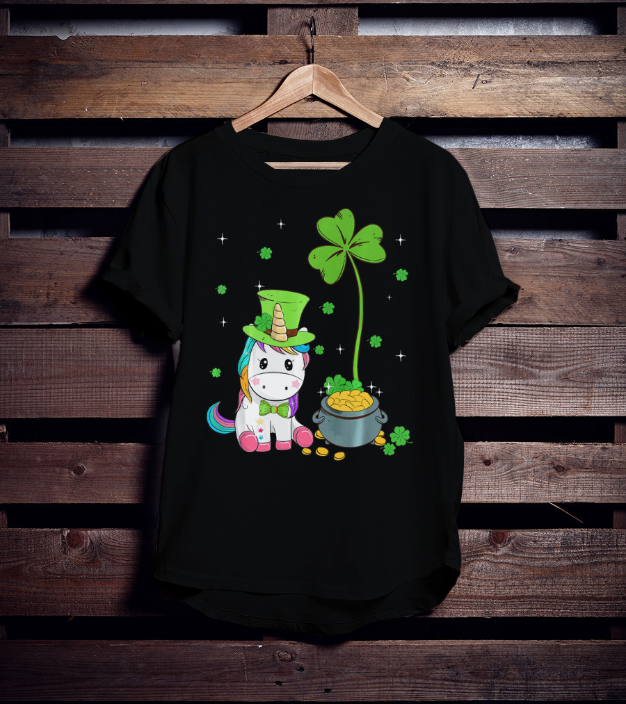 Shamrock Leprechaun Unicorn St Patricks Pot Of Gold T-Shirt