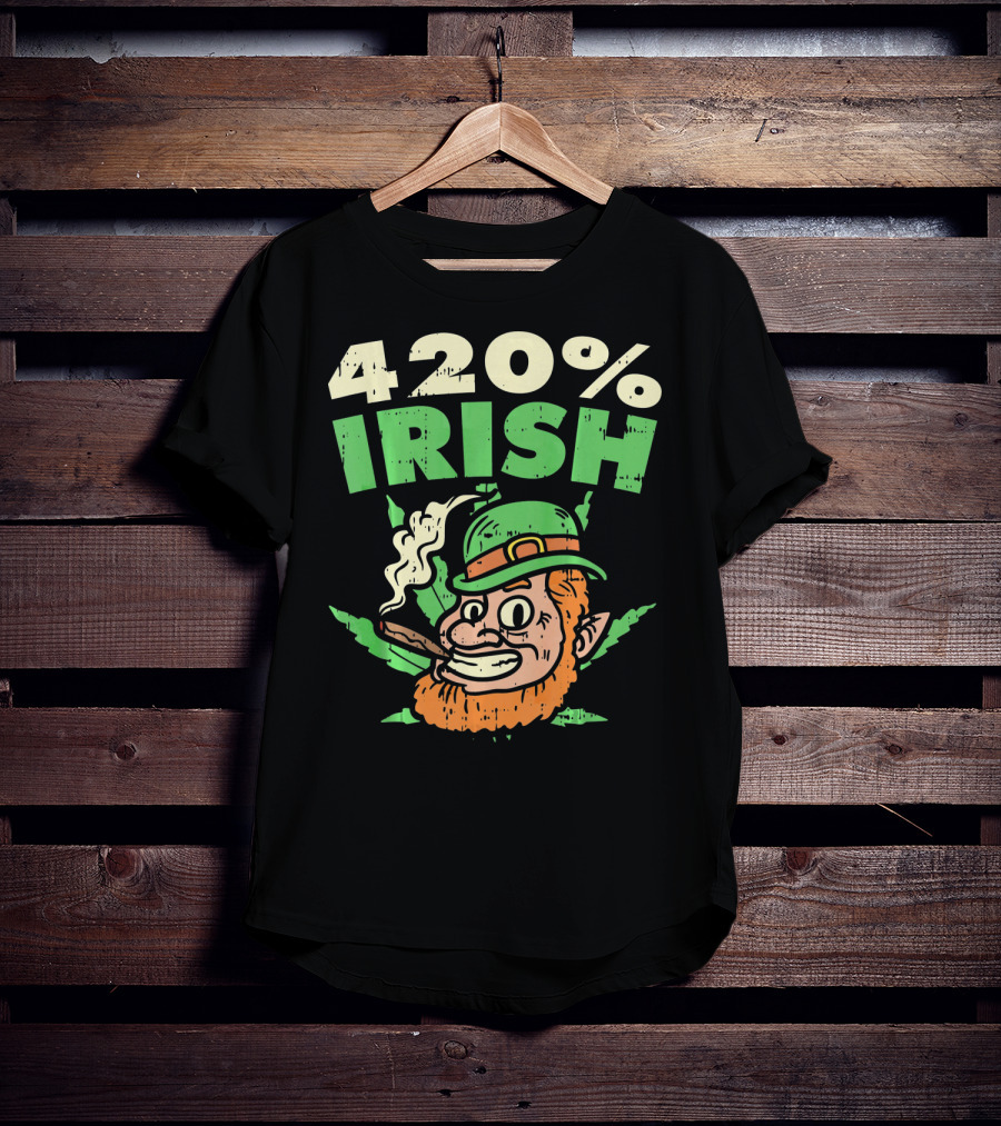 Funny St Patricks Day 420% Irish Weed Smoking Leprechaun T-Shirt