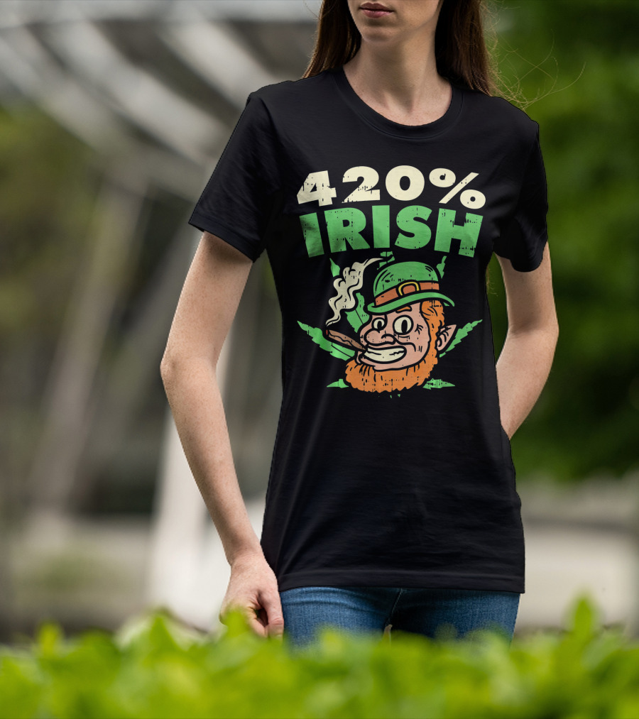 Funny St Patricks Day 420% Irish Weed Smoking Leprechaun T-Shirt
