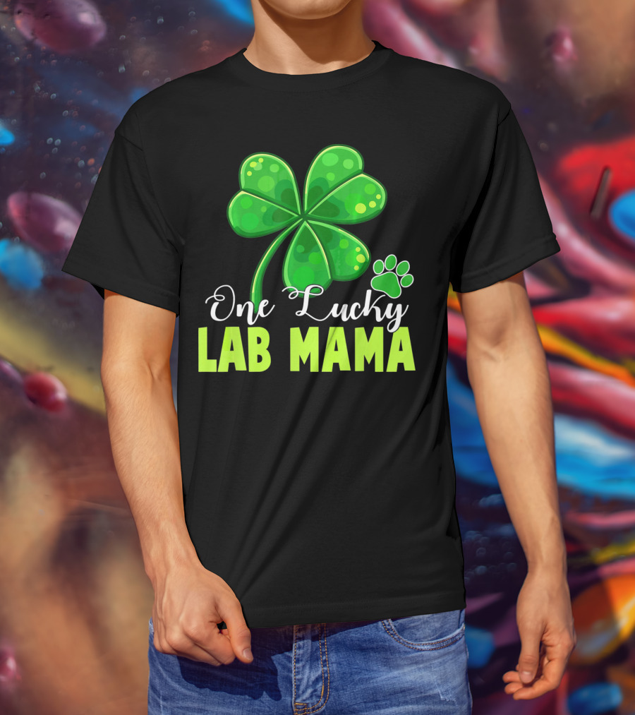 One Lucky Lab Mama Shamrock Paw Prints T-Shirt