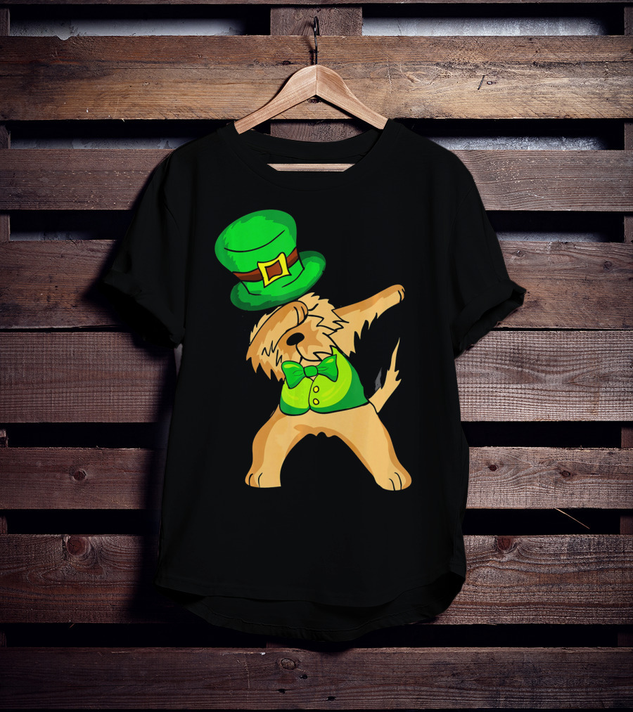 Dabbing Leprechaun Kids Irish Terrier St. Patrick's Day Dog Bow Tie T-Shirt