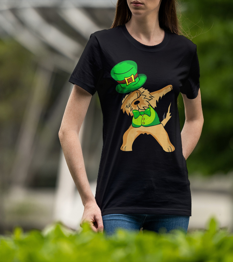 Dabbing Leprechaun Kids Irish Terrier St. Patrick's Day Dog Bow Tie T-Shirt