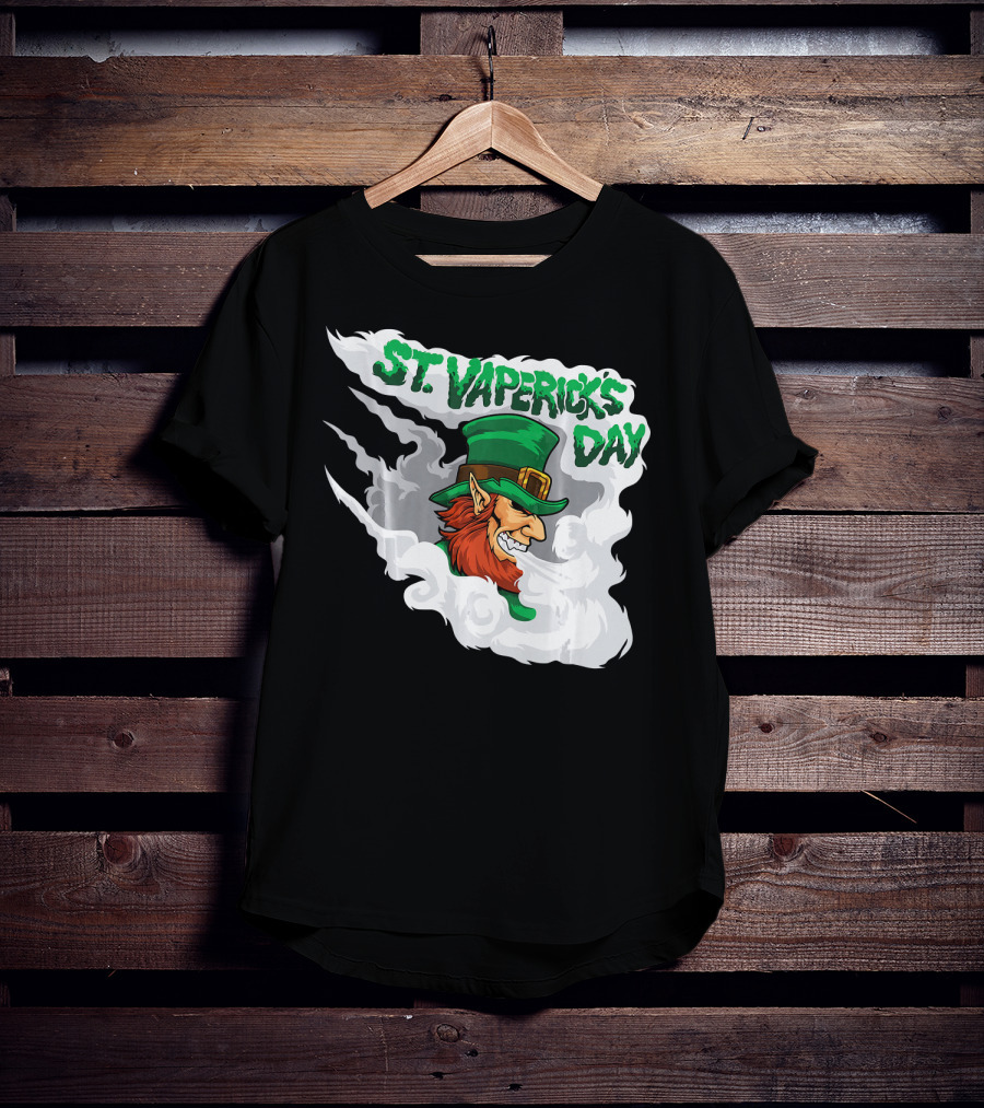 St. Vapericks Day With Vaping Leprechaun And Smoke Swirls T-Shirt