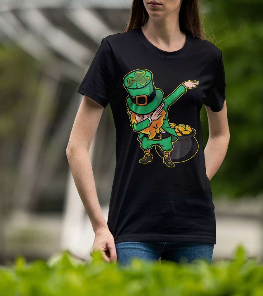 Dabbing Leprechaun Dabechaun Pot Of Gold T-Shirt