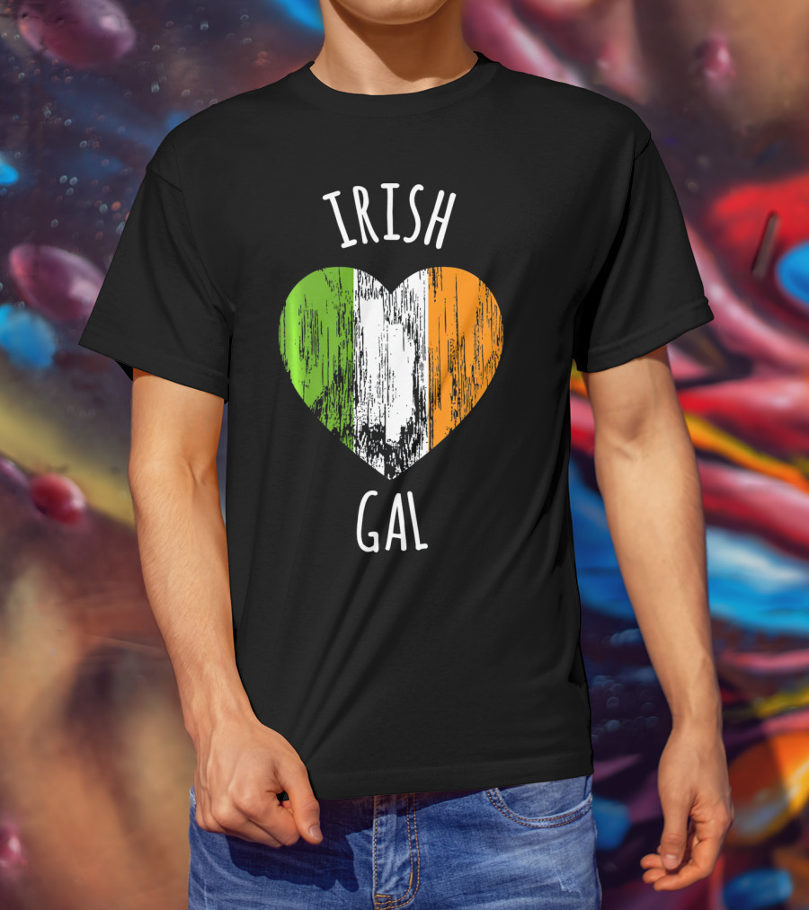 Irish Gal Heart With Irish Flag St. Patricks Day T-Shirt