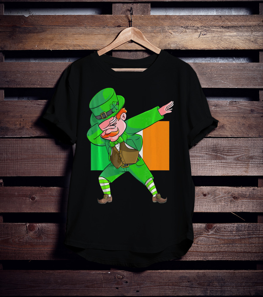 Dabbing Leprechaun Ireland Flag St. Patrick's Day Fun T-Shirt