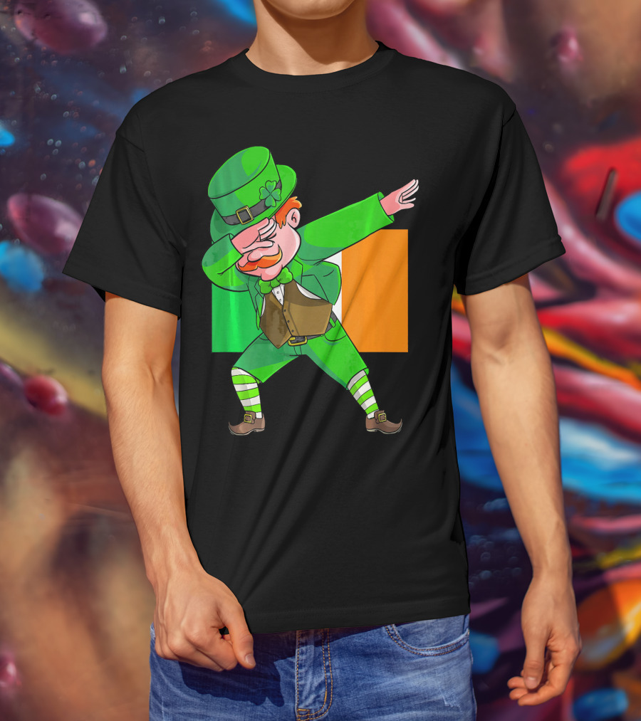 Dabbing Leprechaun Ireland Flag St. Patrick's Day Fun T-Shirt