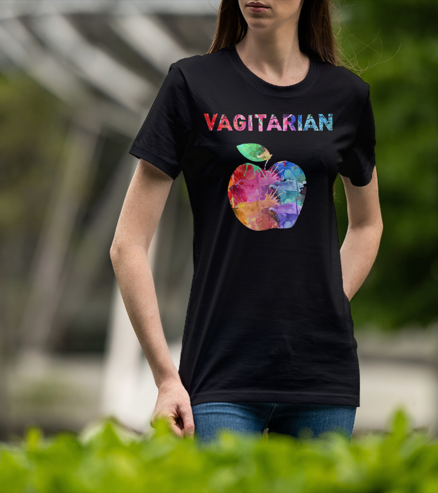 Vagitarian Watercolor Apple Vegetarian Funny T-Shirt