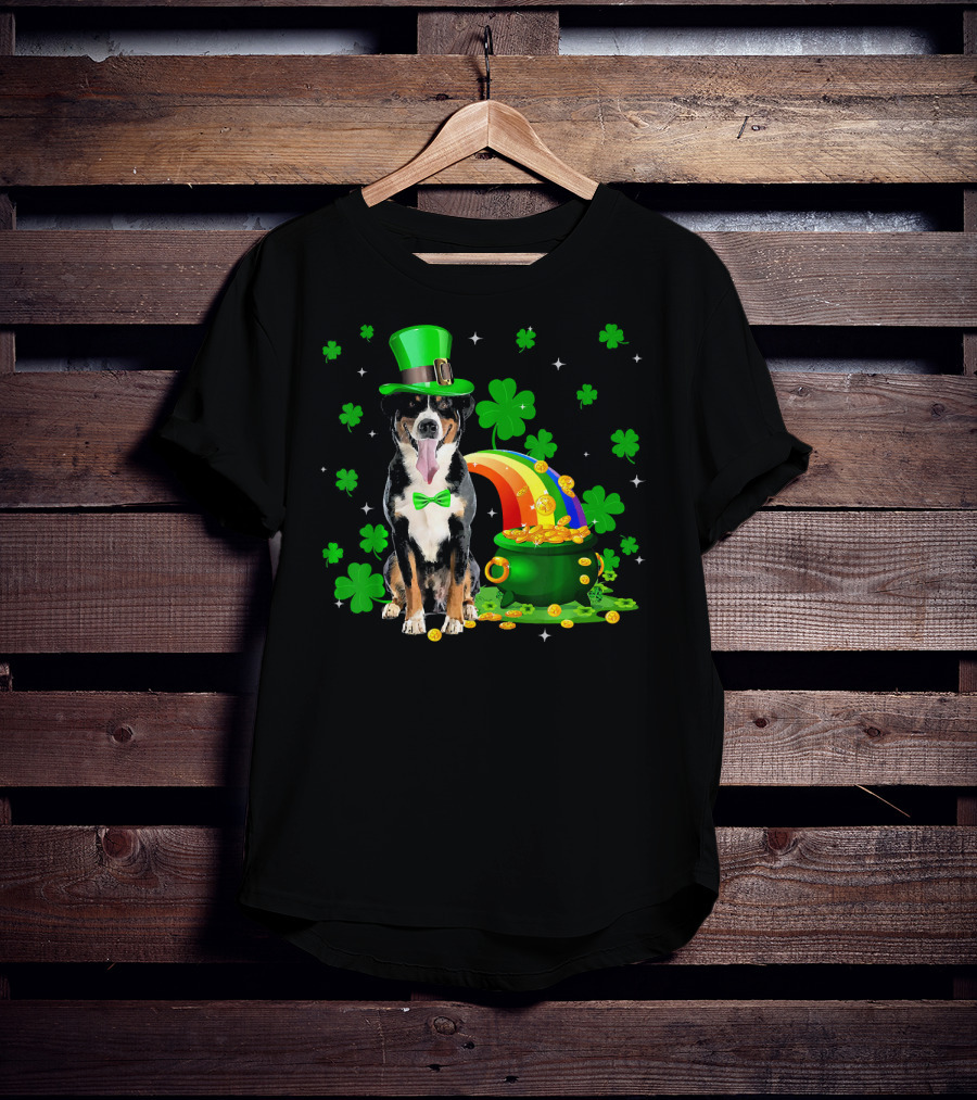 Leprechaun Appenzeller Sennenhund St Patrick's Day Rainbow Pot Of Gold Shamrocks T-Shirt