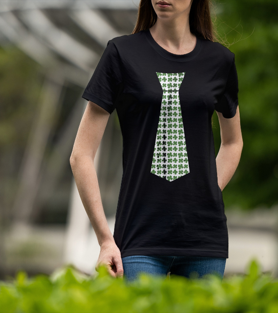 Cute Green Shamrock Necktie For St. Patrick's Day Celebrations T-Shirt