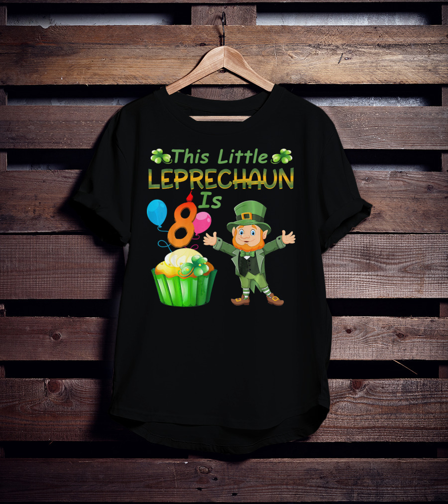 This Little Leprechaun Is 8 Birthday Cupcake Balloons T-Shirt