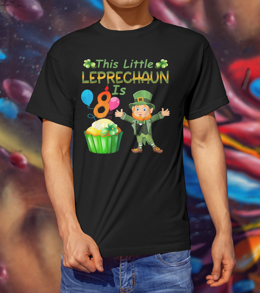 This Little Leprechaun Is 8 Birthday Cupcake Balloons T-Shirt