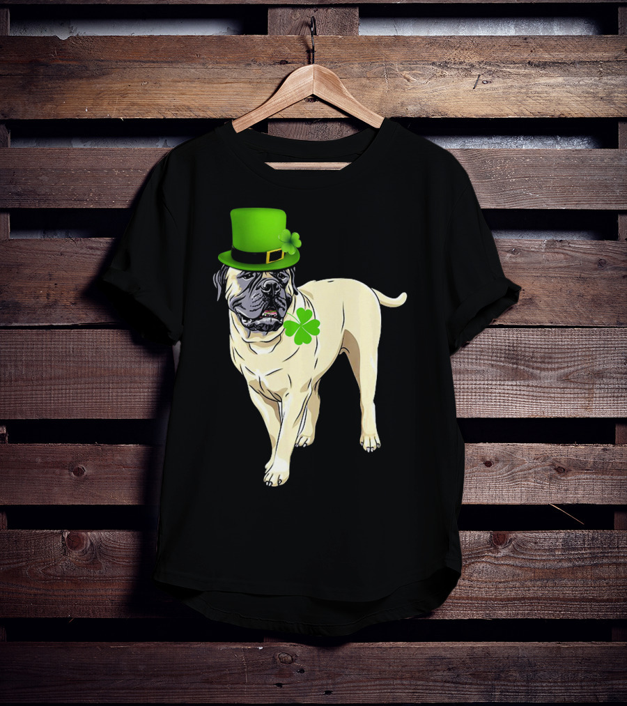 St Patricks Day BullMastiff Dog Irish Shamrock Hat T-Shirt