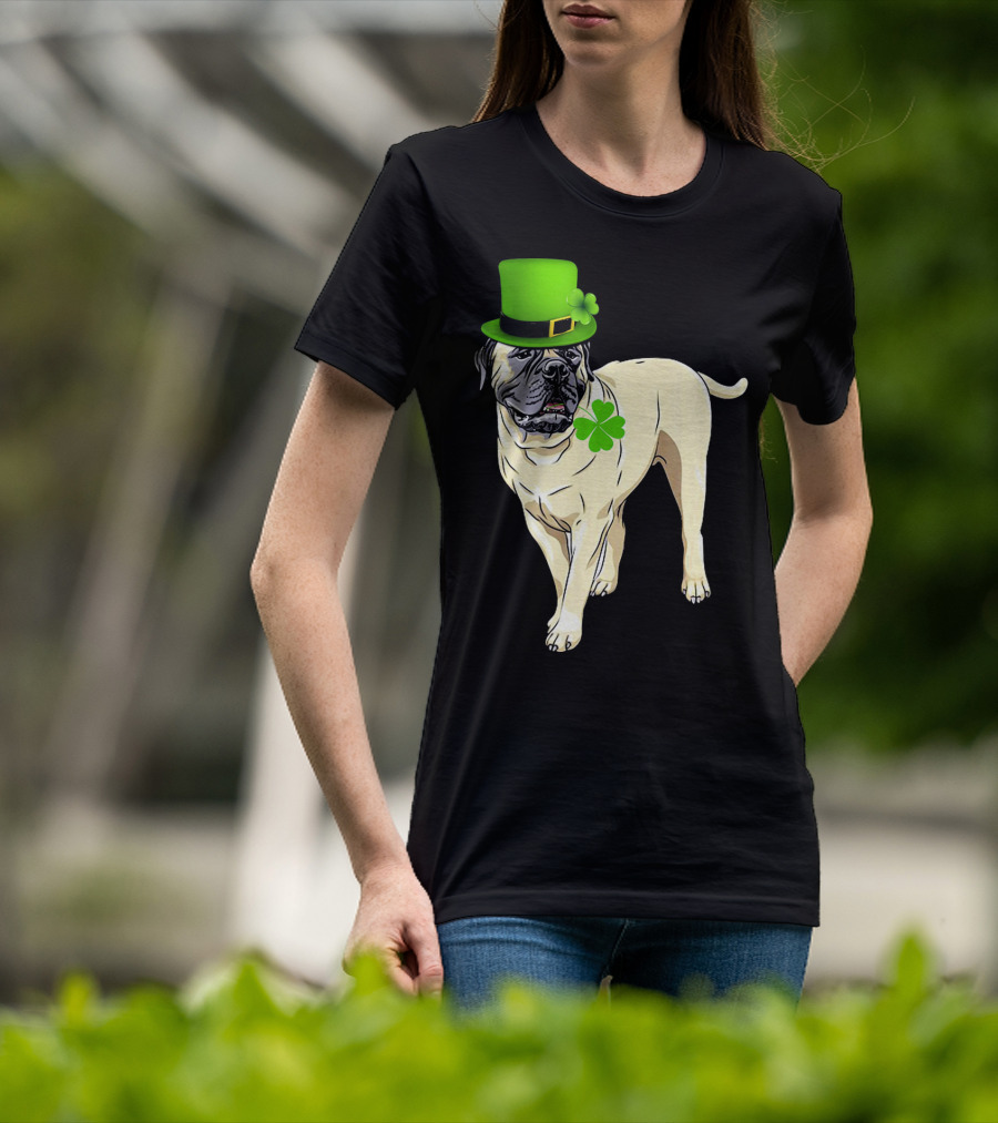 St Patricks Day BullMastiff Dog Irish Shamrock Hat T-Shirt