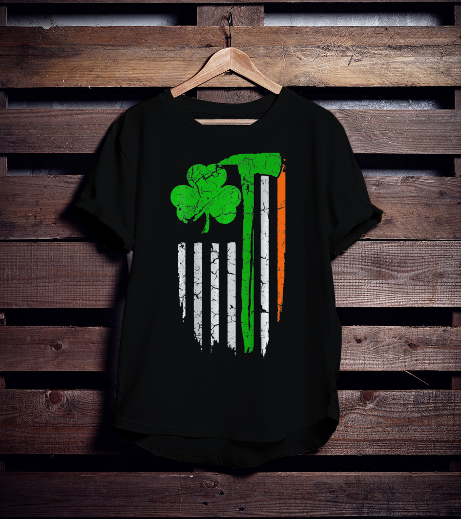 Firefighter Irish Flag Shamrock Patricks Day T-Shirt