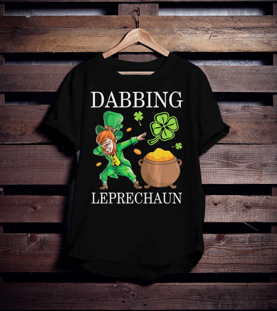 Dabbing Leprechaun Clover And Gold Coins T-Shirt