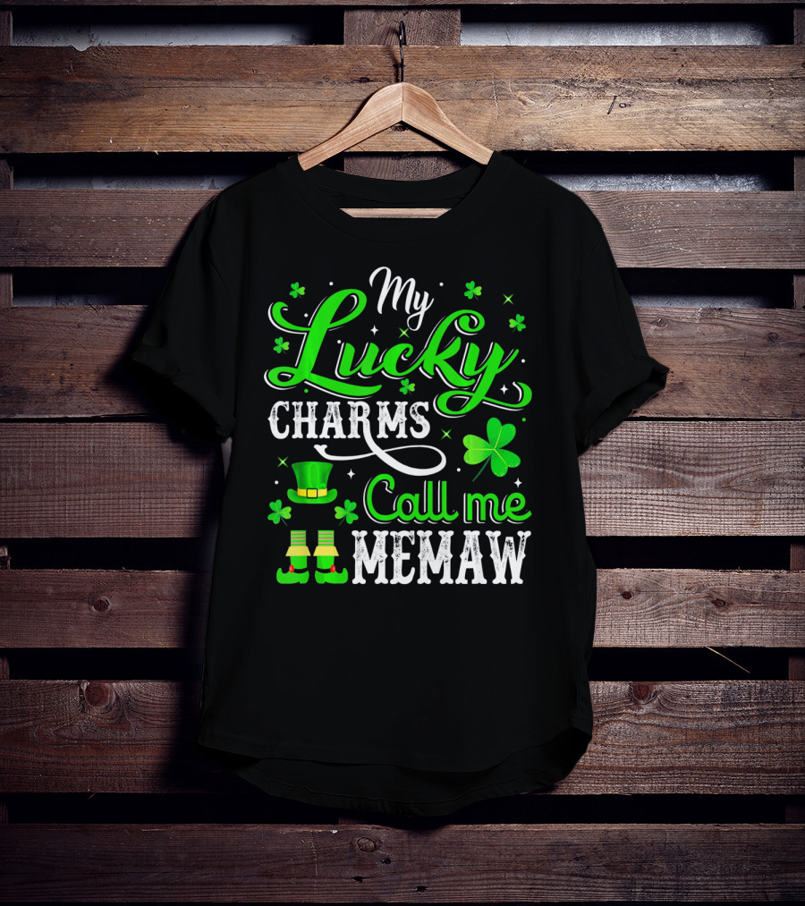 My Lucky Charms Call Me Memaw Saint Patrick Shamrock Hat Boots T-Shirt