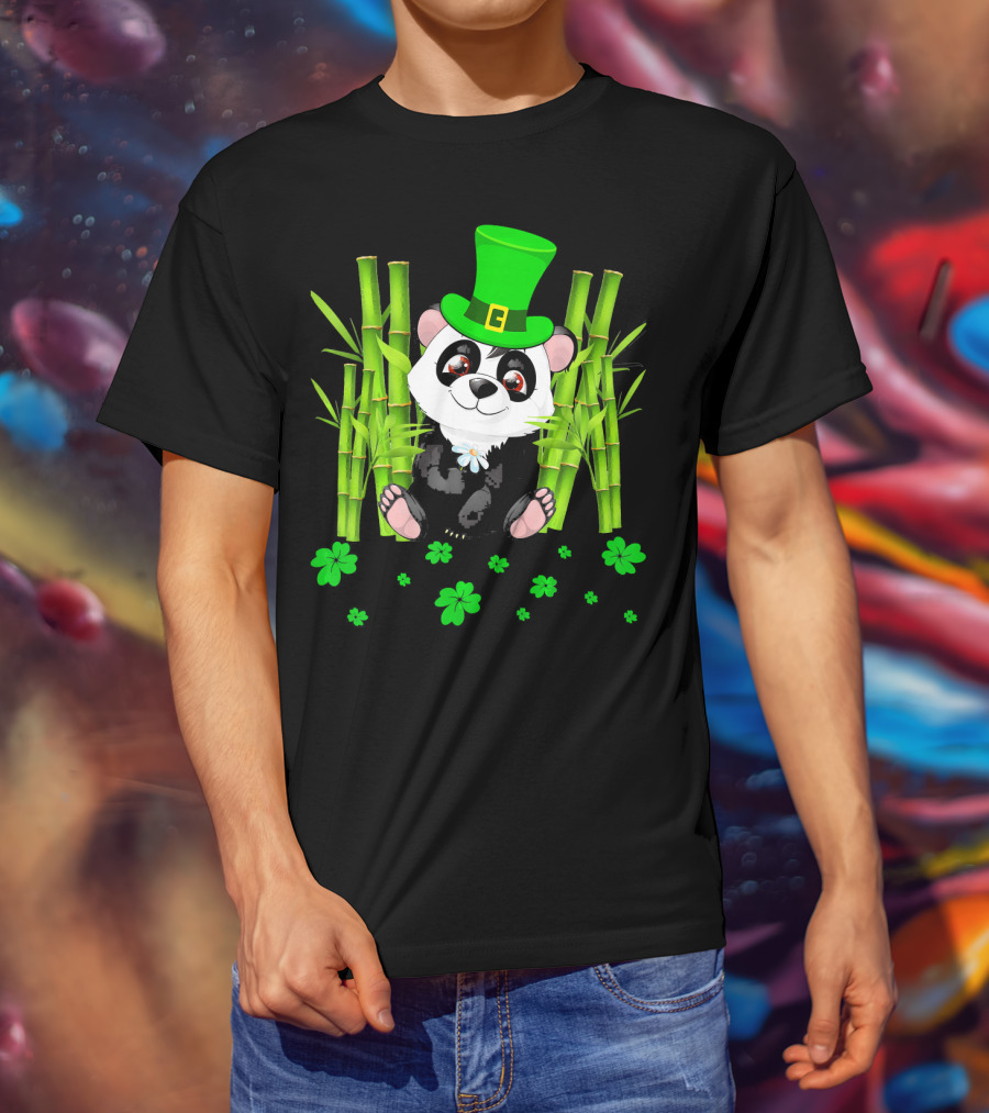 Leprechaun Panda Bamboo St Patricks Day Shamrock T-Shirt