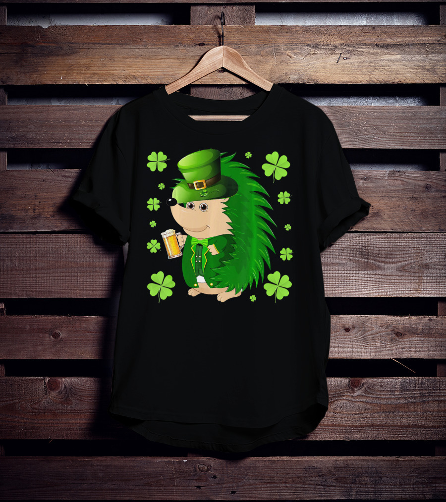 Funny Hedgichaun Leprechaun Clover Beer St. Patrick's Day T-Shirt