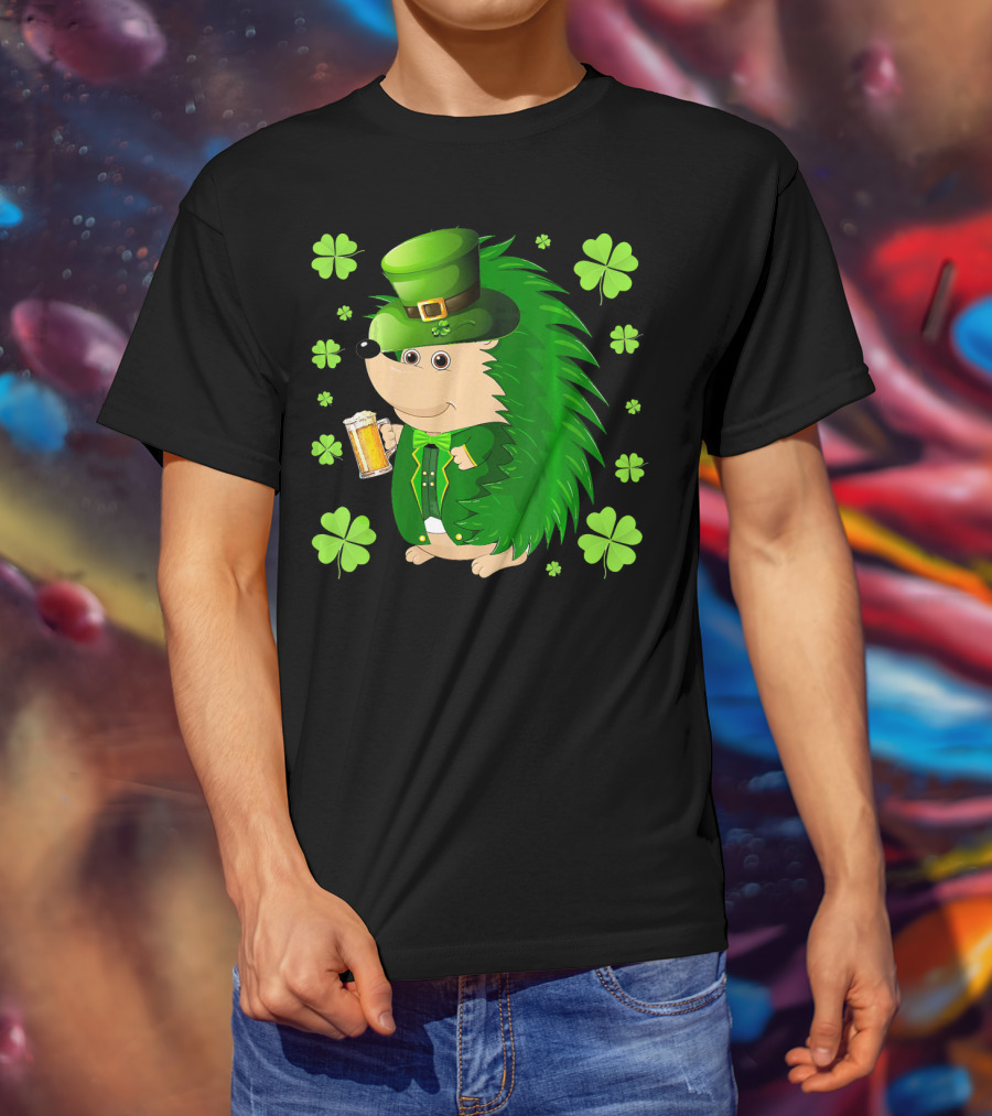 Funny Hedgichaun Leprechaun Clover Beer St. Patrick's Day T-Shirt